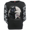 Top femme manches dentelle à chats Yin et Yang