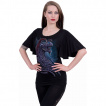 Top femme manches kimono à dragon violet et pourpre ailé sur fond runique