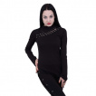 Top femme noir goth-rock à oeillets coupe asymétrique