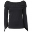 Top femme noir à manches longues et épaules style boléro