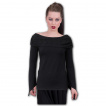 Top femme noir à manches longues et épaules style boléro