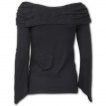 Top femme noir à manches longues et épaules style boléro