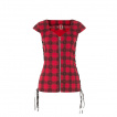 Top femme punk-rock Jawbreaker  tartan rouge et noir  cranes