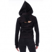 Veste femme noire à capuche et dos nu