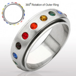 Bague acier Gay Pride