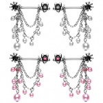 Paire de piercings t�ton fleurs