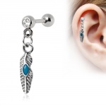 Barbell Piercing Cartilage Hélix Fleur Antique Rose - Acier Chirurgical 1.2x6mm - Neuf Avec étiquette