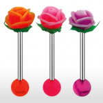 Piercing langue boule et rose en silicone