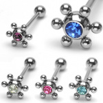 Piercing langue boule sertie avec billes