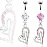 Piercing nombril � pendentif coeurs