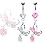 Piercing nombril abstrait serti