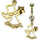 Piercing nombril ange plaqu� or