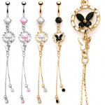 Piercing nombril anneau et papillons