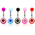 Piercing nombril boule � cercle serti