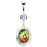 Piercing nombril cadre ovale avec nacre d'abalone