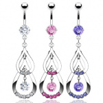 Piercing nombril cascade de gouttes serties