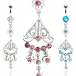 Piercing nombril chandelier et coeurs