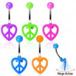 Piercing nombril coeur articul� Paix et Amour