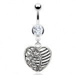 Piercing nombril coeur avec vignes