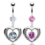 Piercing nombril coeur en dentelle