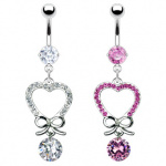 Piercing nombril coeur et ruban