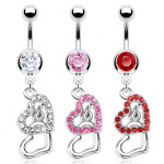 Piercing nombril coeurs ajour�s pav�s de pierres