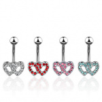 Piercing nombril coeurs crois�s