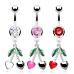 Piercing nombril coeurs de cerises