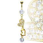 Piercing nombril coeurs dor�s �clatants