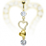 Piercing nombril coeurs dor�s serti