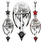 Piercing nombril Croix Gothique et Dragon