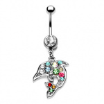 Piercing nombril dauphin multicolors