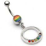 Piercing nombril double cercle Gaypride serti