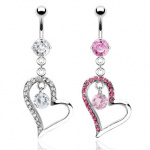 Piercing nombril double-pendentif coeur