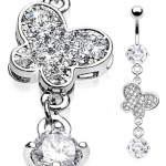 Piercing nombril double pendentif papillon