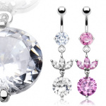 Piercing nombril double pendentif p�tales