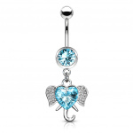 Piercing Nombril Attrape-rêves Plume Perle Bleu Aqua - Tige Acier 316L 1,6x10 Mm, Boule Acrylique