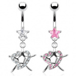 Piercing nombril �toile entour�e d'un coeur