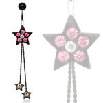 Piercing nombril �toiles noire sertie � chainettes