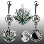 Piercing nombril feuille de cannabis � cachette