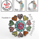 Piercing nombril fleur � petales coeurs