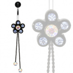 Piercing nombril fleur noire sertie � chainettes