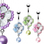 Piercing nombril fleur perl�e
