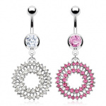 Piercing nombril large anneau pav� de pierres