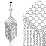 Piercing nombril losange de pierres