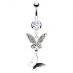 Piercing nombril papillon et son ombre