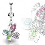 Piercing nombril papillons superpos�s multicolores