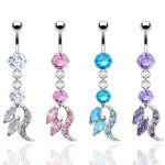 Piercing nombril pendentif abstrait serti