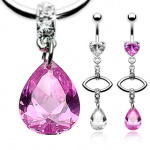 Piercing nombril pendentif coeur et goutte