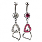 Piercing nombril pendentif coeurs m�l�s